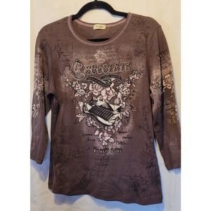Cactus Brown 3/4 Sleeved Ladies Top Size Large